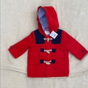 NWT Janie and Jack red & navy canvas hooded jacket